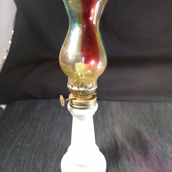 Rare Vintage Milk Glass Oil Lamp Group - Picture 8 of 12